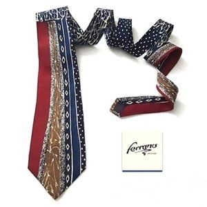 FERRANO Milan Itallian Silk Mens NeckTie Geometric